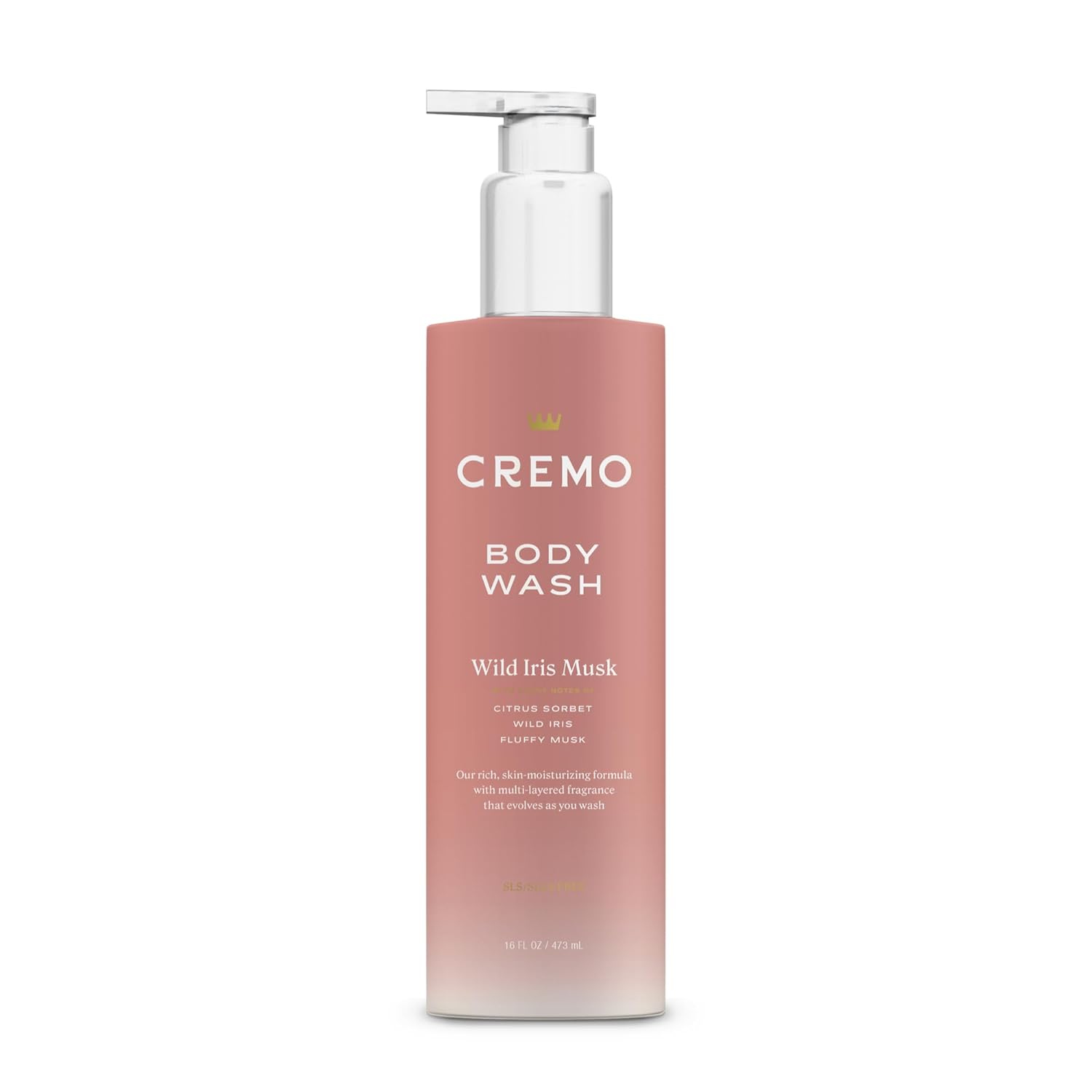 Cremo Skin Moisturizing Wild Iris Musk Women'S Body Wash, Notes Of Citrus Sorbet, Wild Iris, And Fluffy Musk, 16 Fl Oz