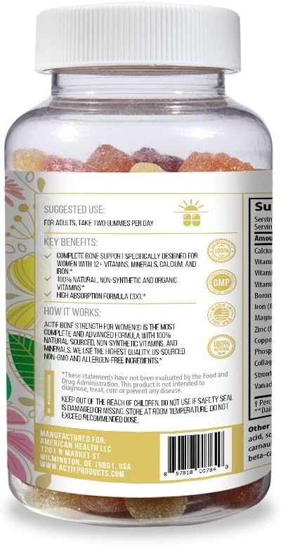 Actif Bone Strength Support For Women With 12+ Advanced Factors – Non Gmo, Made In Usa, 90 Count