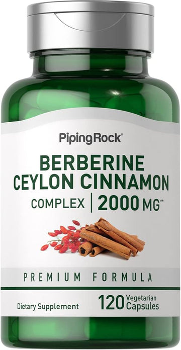 Piping Rock Berberine with Ceylon Cinnamon Complex 2000 mg | 120 Vegetarian Capsules | Non-GMO, Gluten Free