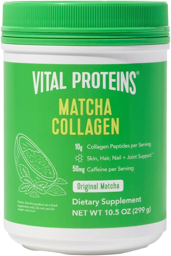 Vital Proteins Matcha Collagen Peptides Powder Supplement, Matcha Green Tea Powder, 10.5 oz, Original Flavored