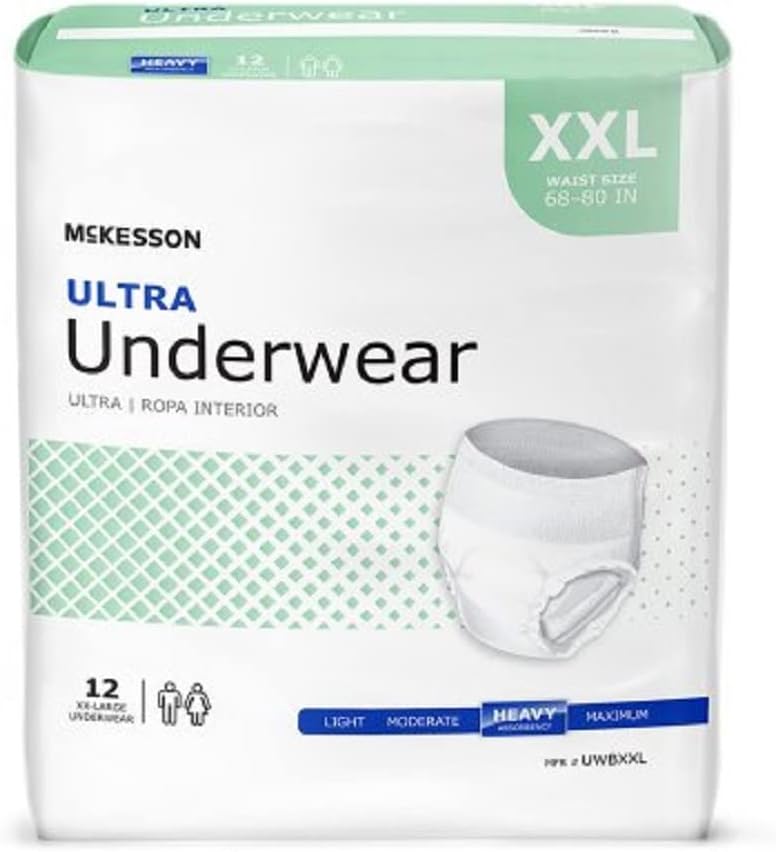 McKesson Ultra Underwear, Incontinence, Heavy Absorbency, 2XL, 12 Count