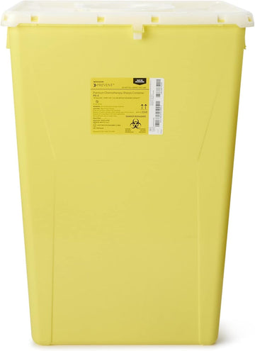 Mckesson Prevent Sharps Container For Chemotherapy Waste, Premium - Pg-Ii, Plastic, Vertical Entry, Hinged Lid - Yellow, 18 Gal, 13 In X 17 3/10 In X 24 3/5 In, 7 Count