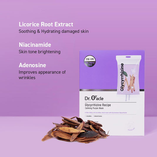 Dr.Oracle Glycyrrhizine Recipe Calming Purple Mask, Calming, Special K-Beauty Face Care, 250Ml (8.4 Fl. Oz), 1 Box -10 Sheets