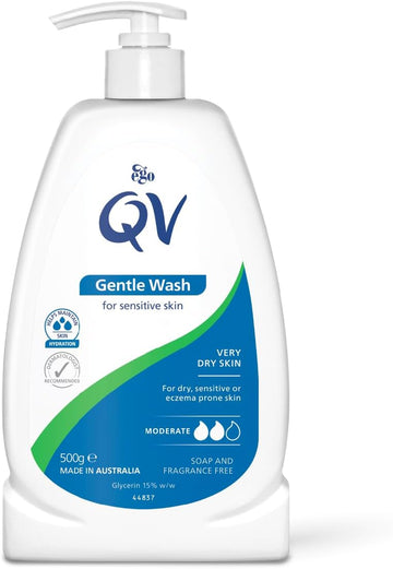 Qv Gentle Wash 500G, Soap-Free, Moisturising, Low Irritant, Ph Balanced, Body Wash For Eczema And Dry Skin Conditions & Qv Intensive Ointment 450G