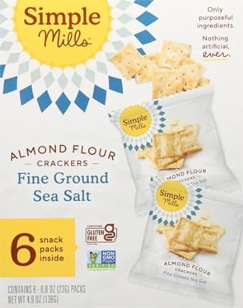 Simple Mills Almond Flour Crackers, Fine Ground Sea Salt Snack Packs - Gluten Free, Vegan, Healthy Snacks, 4.9 Ounce (Pack of 1)