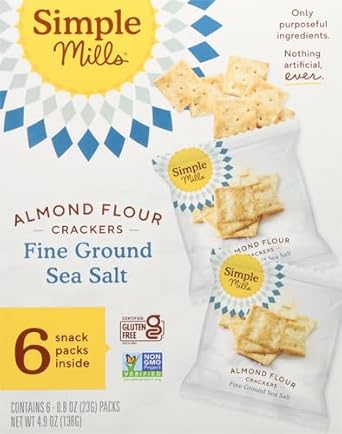 Simple Mills Almond Flour Crackers, Fine Ground Sea Salt Snack Packs - Gluten Free, Vegan, Healthy Snacks, 4.9 Ounce (Pack Of 1)