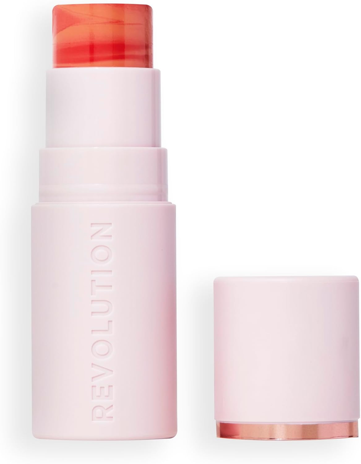 Revolution, Skin Silk Marble Blush Stick, Buildable Colour For Cheek, Eye, & Lip, Cream-To-Powder Formula, Vegan & Cruelty-Free, Sunkissed Apricot, 4.5G