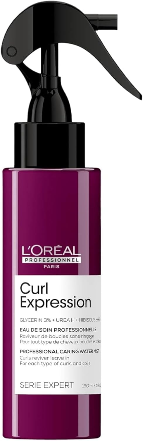 L'Oréal Professionnel Caring Reviving Spray, For Curly & Coily Hair, With Glycerin, Urea H And Hibiscus Seed Extract, Serie Expert Curl Expression, 190 Ml