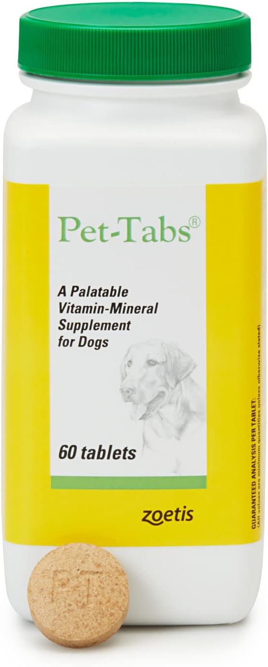Pet-Tabs Multivitamin and Mineral Supplement for Dogs with Special Nutritional Needs, Chewable Tablet, 60 Count Bottle