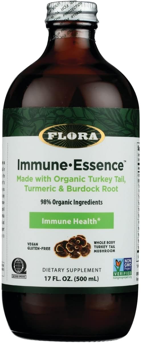 Flora Health Flor-Essence with Turkey Tail & Turmeric, Rich in Polysaccharides, 35+ Phenolic Compounds with Antioxidants and Immunity Support, 17-fl. oz. Glass Bottle : Health & Household