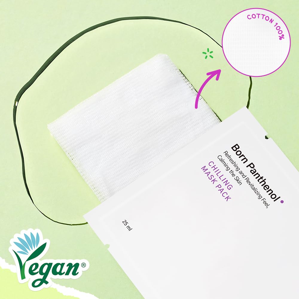 Sam'U Born Panthenol Chilling Mask – Soothing & Cooling Sheet Mask With Birch Sap & Xylitol For Deep Hydration – Vegan Korean Glass Skin Care Face Mask (5 Sheets) : Beauty & Personal Care