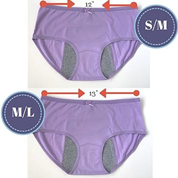 Period Menstrual Panties, Set of 3, and 2 Washable Cloth Menstruation Pads for Women Girls (3 M/L Panties, 2 Pads)