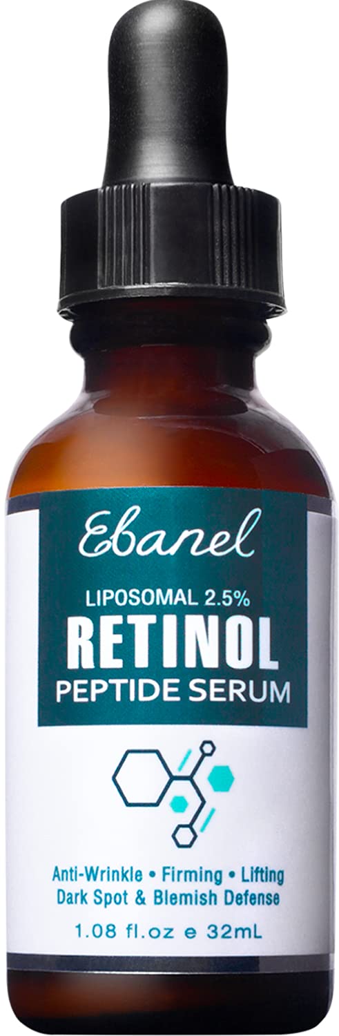 Ebanel Liposomal 2.5% Retinol Serum for Face with Hyaluronic Acid, Peptide, Vitamin C, Pore Minimizer Skin Tightening, Anti Aging Serum, Minimizes Wrinkles, Fine Lines, Age Spots