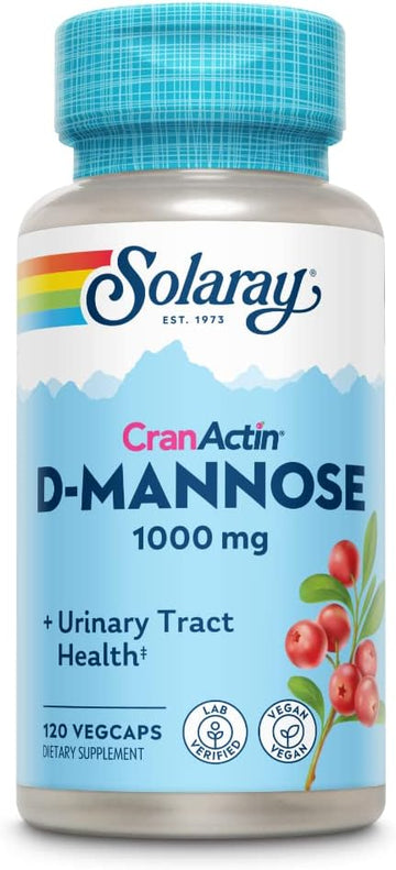 SOLARAY D-Mannose w/CranActin Cranberry Extract 1000mg w/VIT C, Healthy Urinary Tract Support (120 CT)