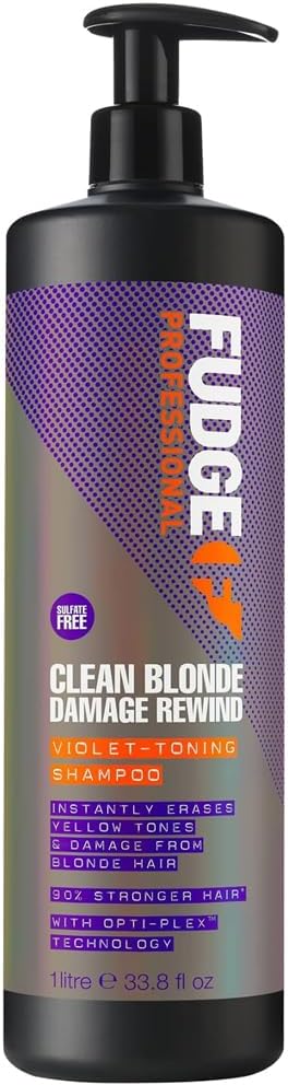 Fudge Professional Purple Toning Shampoo, Travel Size, Clean Blonde Damage Rewind Shampoo, For Blonde Hair, 50 Ml