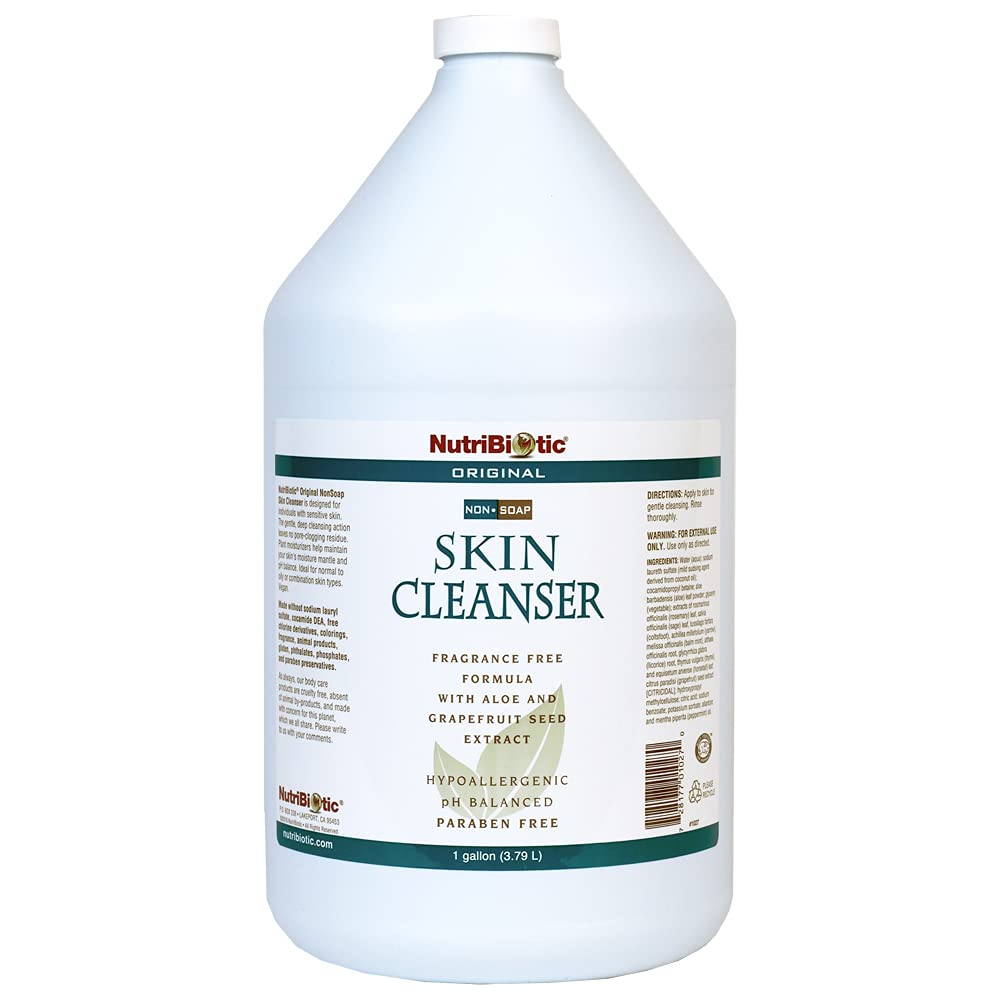 NutriBiotic Original Non-Soap Skin Cleanser, 1 Gallon | Fragrance Free with GSE | pH Balanced, Hypoallergenic & Biodegradable | Free of Parabens, Fragrance, Phosphates, SLS, Dyes, & Colorings