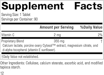 Standard Process Ovex P - Whole Food Women'S Health Supplement With Calcium Lactate, Magnesium Citrate, And Vitamin C - Gluten Free - 90 Tablets