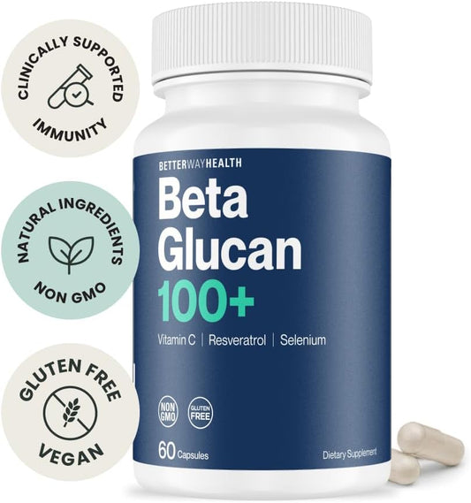 Better Way Health Advanced Immune Readiness – 1,3/1,6 Beta Glucan With Vitamin C, Selenium & Resveratrol – Immune Support Supplement For Nk Cells & Phagocytosis – 60 Capsules