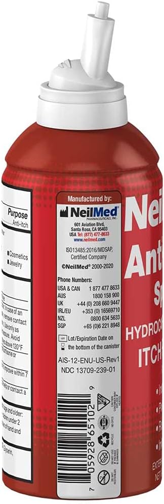 Neilmed Anti Itch (Relief) Spray Hydrocortisone 1%, 3 Oz