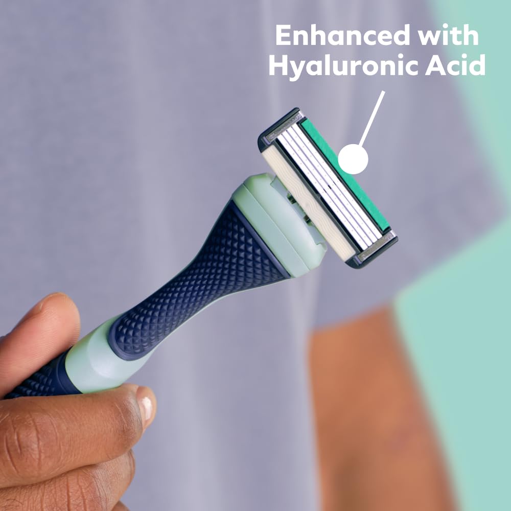 Dollar Shave Club | Acne Friendly 4 Blade Razor Refill Cartridges, 8 Count, Suitable for Breakout Prone Skin | Razors for Acne-prone Skin with Hyaluronic Acid-infused Lubricated Strip : Beauty & Personal Care