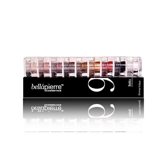 Bellapierre Shimmer Powder 9 Stack | Paraben Free Eyeshadow | Vegan & Cruelty Free Eye Makeup - 9 Count - Pandera