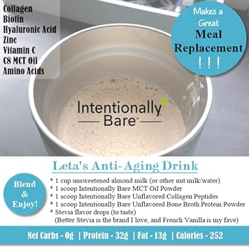 Intentionally Bare Collagen Powder Unflavored - Collagen Peptides Powder With Biotin & Hyaluronic Acid - Non-Gmo & Grass Fed Collagen Protein Powder With 10G Protein - Keto Collagen Powder 40 Servings : Health & Household