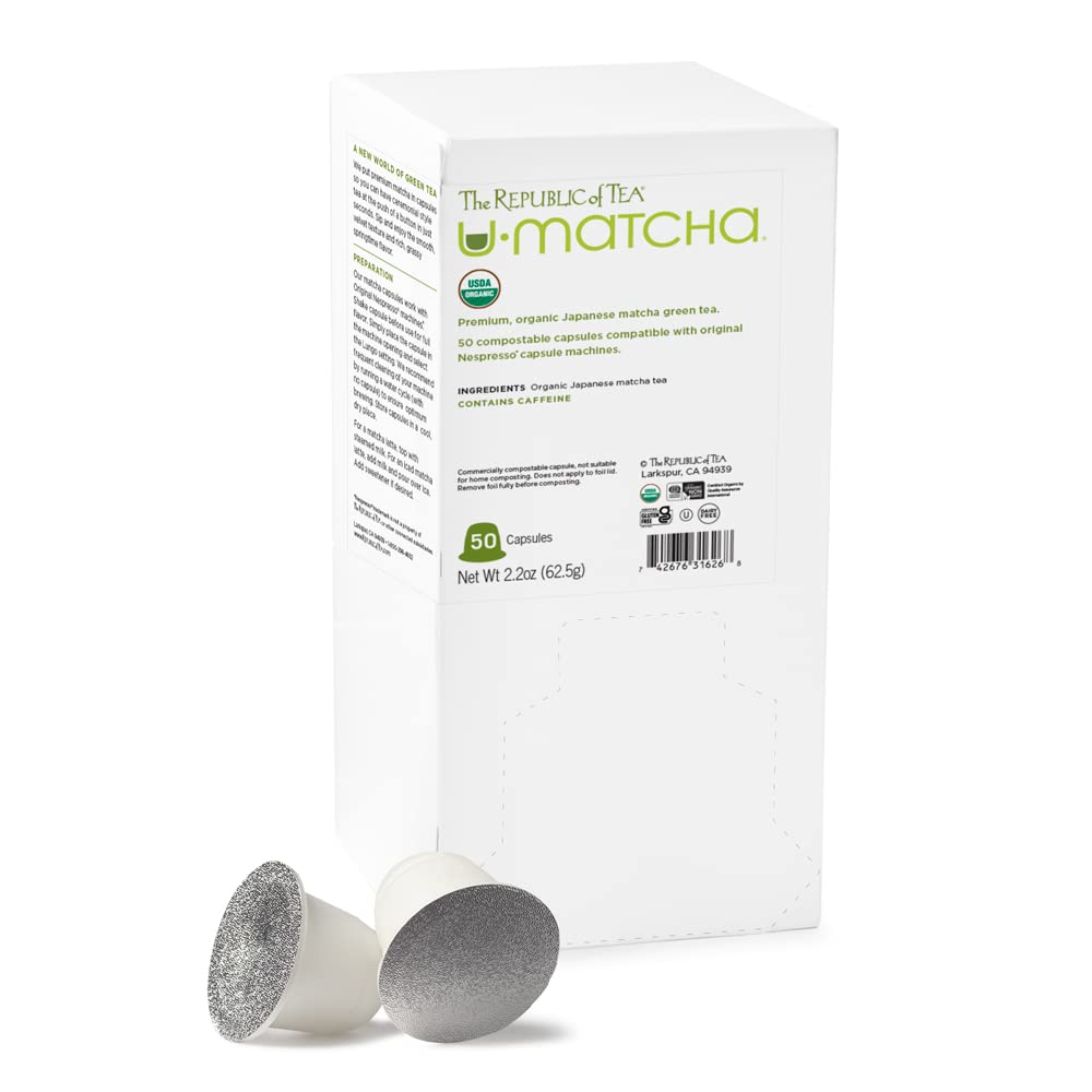 The Republic Of Tea Organic U•Matcha Green Tea Latte Capsule-Compatible Recyclable Pod (50 Count)