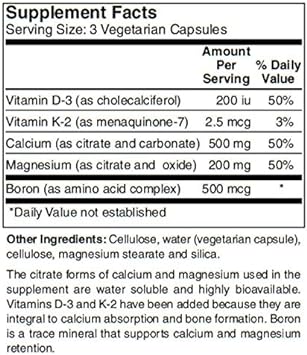 BariatricPal Calcium & Magnesium Vegetarian Capsules with D3, K2, and Boron (90 Count)
