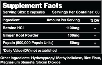 Leviathan Betaine Hcl With Pepsin & Ginger - Digestive Enzymes Supplement For Digestion Aid & Support, Stomach Acid & Nutrient Absorption