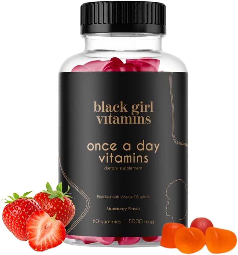 Black Girl Vitamins Once A Day - Womens Multivitamin Gummy - Vitamin A, B, C, E And Zinc. Multivitamin For Women, Immune Support. Vegan, Gluten-Free. Made In The Usa (Strawberry, 30 Day Supply)