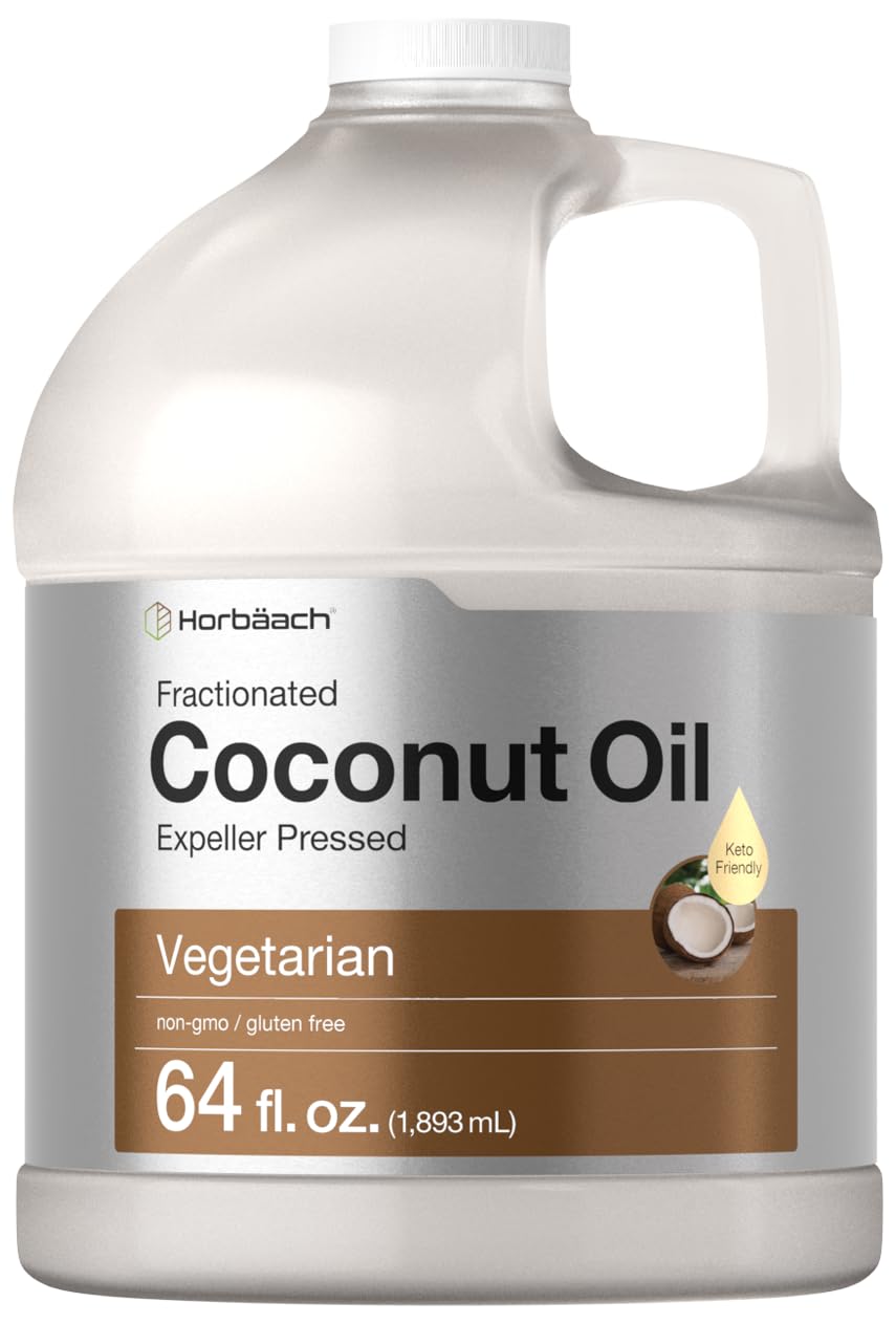 Horbäach Liquid Coconut Oil for Cooking | 64 oz | Fractionated & Unflavored | Keto Friendly | Vegetarian, Non-GMO & Gluten Free