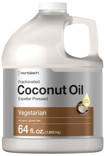 Horbäach Liquid Coconut Oil for Cooking | 64 oz | Fractionated & Unflavored | Keto Friendly | Vegetarian, Non-GMO & Gluten Free