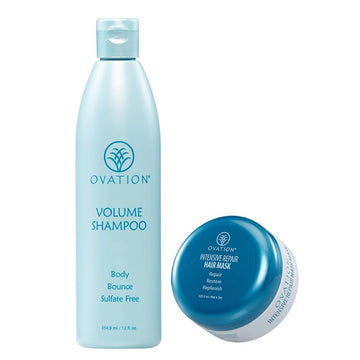 Ovation Hair Volumize & Repair Bundle - 12 Oz Nourishing Shampoo & Intensive Protein Mask For Fine, Dry Hair - Adds Weightless Volume & Fullness