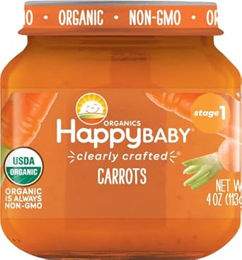 Happy Baby Organic Stage 1 Carrots Baby Food, 4 Oz (Pack Of 5)