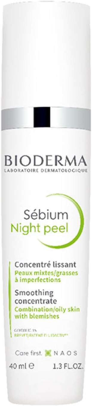 Bioderma Sébium Night Peel - Gentle Facial Peel For Oily & Acne Prone Skin, Spot Treatment Unveils Skin Radiance, Smooth Skin & Reduced Shine, 40Ml