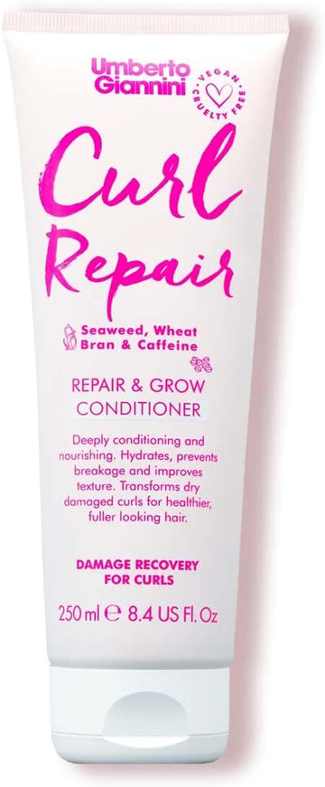 Umberto Giannini Curl Repair Conditioner, Vegan & Cruelty Free Repair & Growth Formula With Seaweed, Wheat Bran & Caffeine, 250 Ml