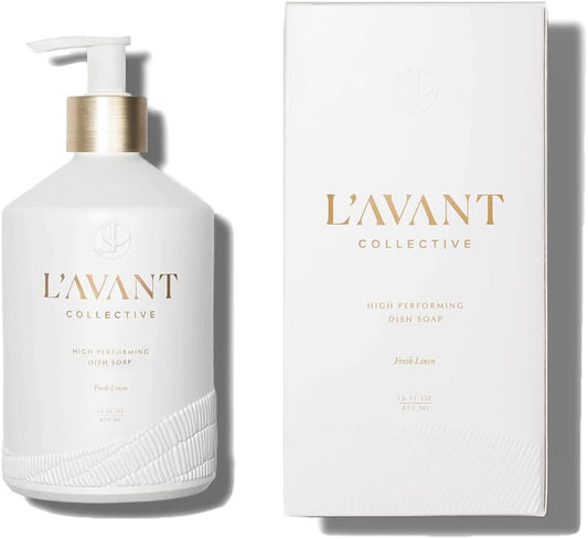 L'AVANT Collective High Performing Dish Soap | Plant-Based Ingredients & High Performing Formula | Fresh Linen Scent | Reusable Glass Bottle I 16 FL oz/473 mL