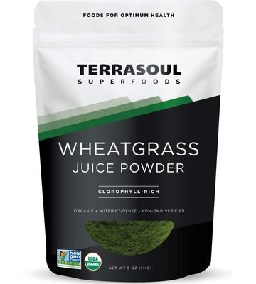 Terrasoul Superfoods Organic Wheat Grass Juice Powder, 5 Oz, Grown in Utah, Made from Nutrient Concentrated Juice, Revitalize with Green Nutrition: Smoothies, Detox Drinks, and Wellness Shots