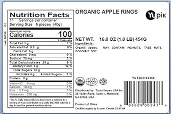 Yupik Organic Dried Soft Apple Rings, 1 lb, Non-GMO, Vegan, Gluten-Free