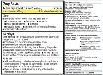 Timely Acetaminophen 500mg - 500 Caplets - Extra Strength Pain Relief - Compared to the active ingredient in Extra Strength Tylenol - Menstrual Cramps, Fever Reducer, Minor Pain of Arthritis