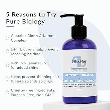 Biotin Shampoo for Thinning Hair Care | RevivaHair Volumizing Shampoo with Procapil Keratin and Rosemary Oil for Hair Treatment | Thinning Hair Shampoo for Men and Women with Vitamin B and E