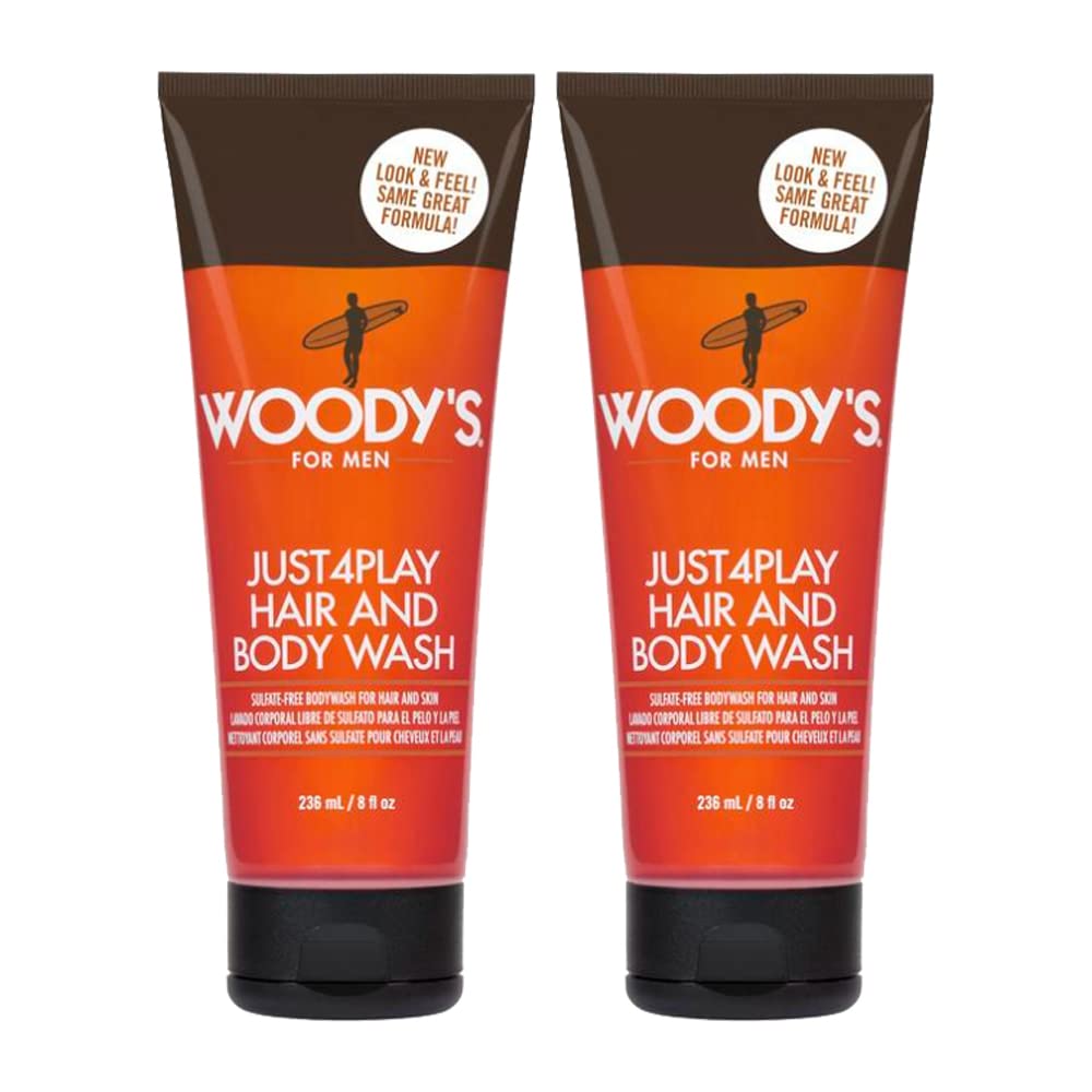 Woody'S Activated Charcoal Body Wash For Men - Deep Cleansing, Exfoliating Face & Body Wash, Hydrating Formula With Walnut Extracts, Fresh Scent, 8 Oz