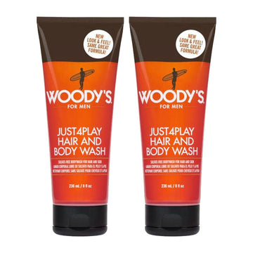 Woody'S Activated Charcoal Body Wash For Men - Deep Cleansing, Exfoliating Face & Body Wash, Hydrating Formula With Walnut Extracts, Fresh Scent, 8 Oz