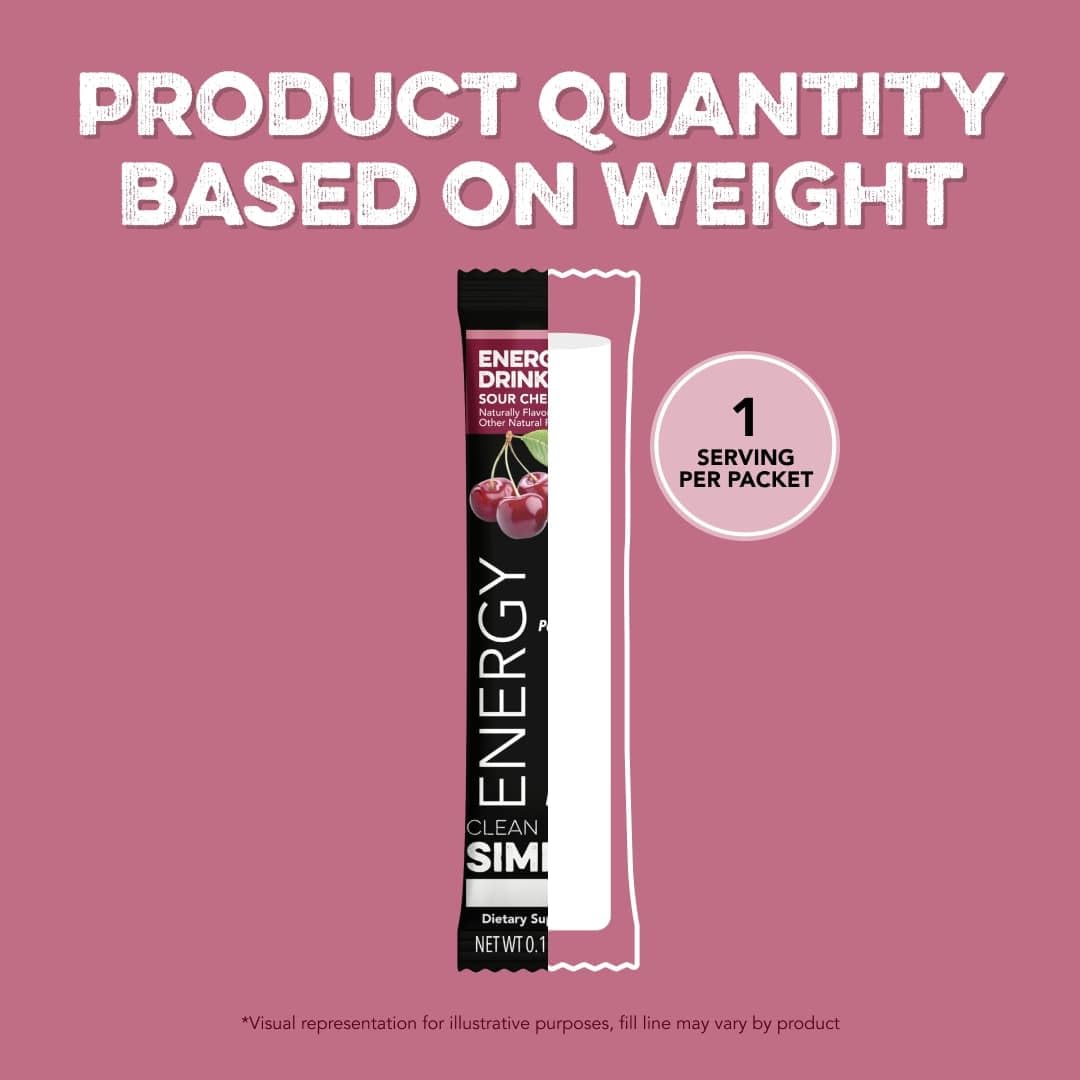 Clean Simple Eats Sour Cherry Energy Drink Mix, With 100Mg Caffeine (10 Servings)