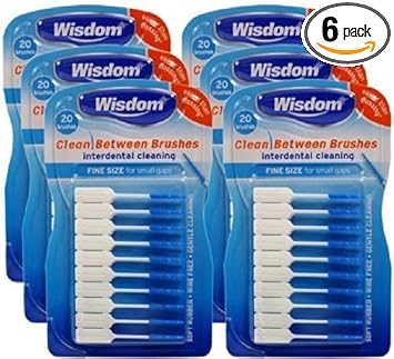 6X Wisdom Clean Between Interdental Brushes - Size Fine Blue by Wisdom