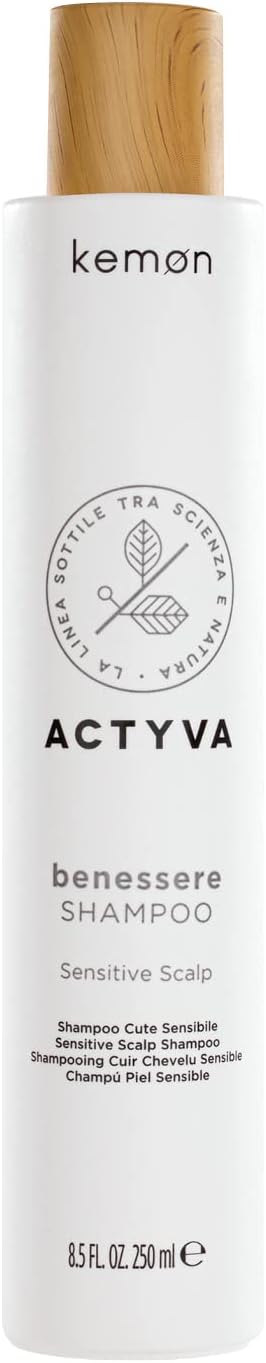 Kemon Actyva Benessere Shampoo - Moisturising Hair Wash For Scalp Care, Mild Hair Care For Sensitive Scalp, 250 Ml