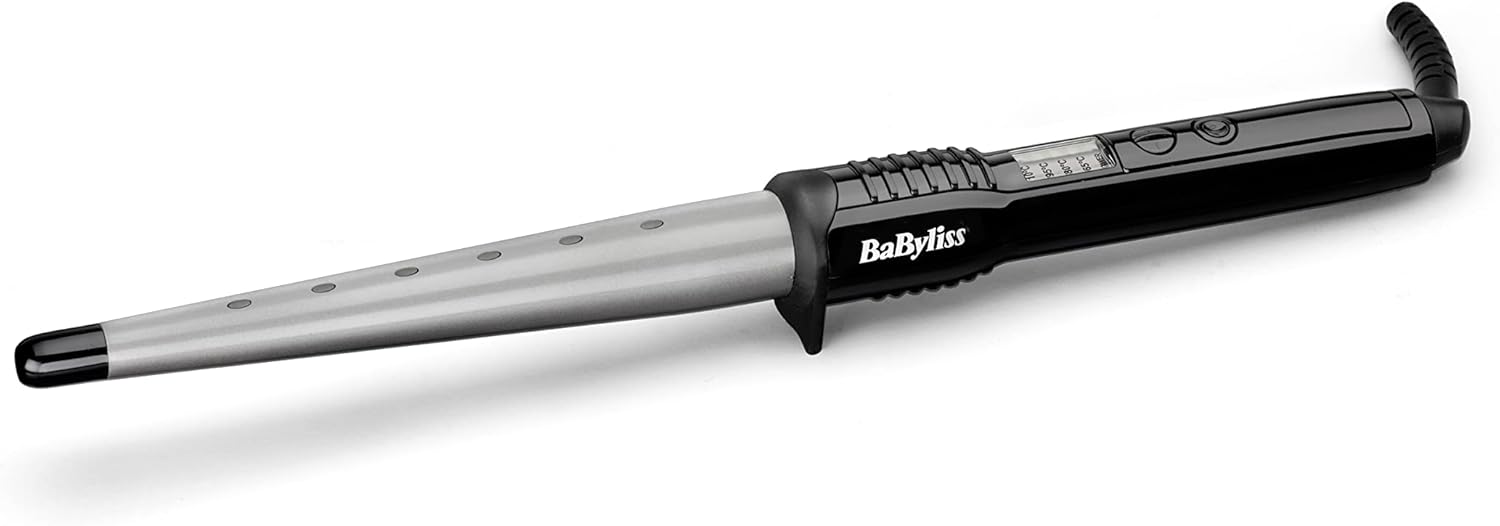 Babyliss Ceramic Curling Wand Pro - 13-25Mm Hair Curler For Natural Waves And Curls, Ceramic, 5 Heat Settings 150°C To 210°C , Grey & Black, 2285Cu