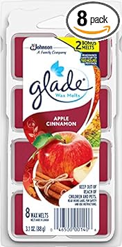 Glade Wax Melts Air Freshener, Scented Candles with Essential Oils for Home and Bathroom, Apple Cinnamon, 8 Count