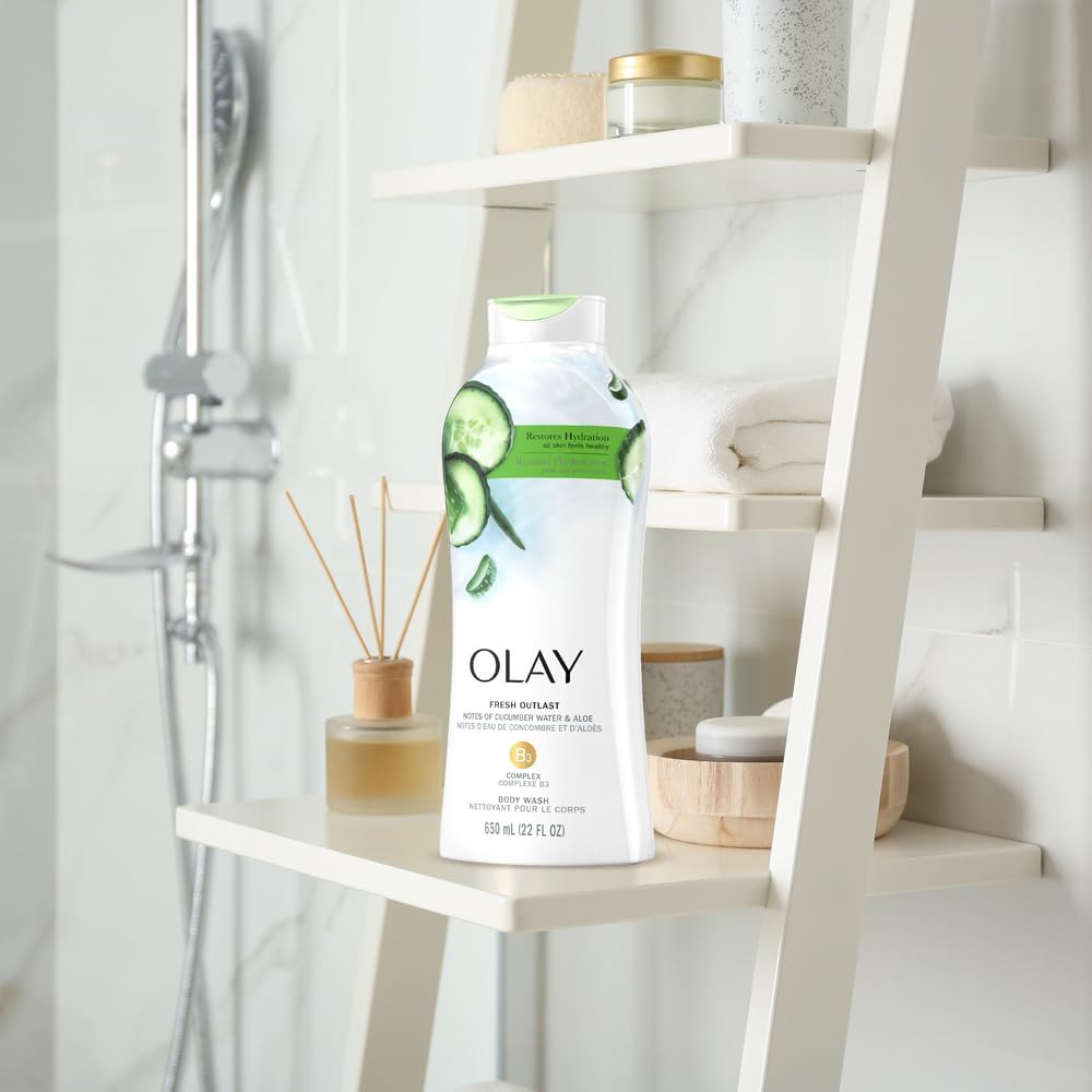 Olay Fresh Outlast Body Wash with Notes of Cucumber and Aloe, 22 fl oz (Pack of 4) : Beauty & Personal Care