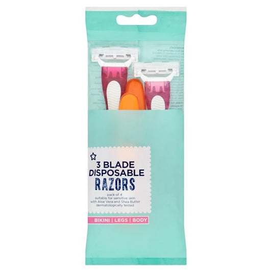 Female Triple Blade Scented Disposable Razors X4